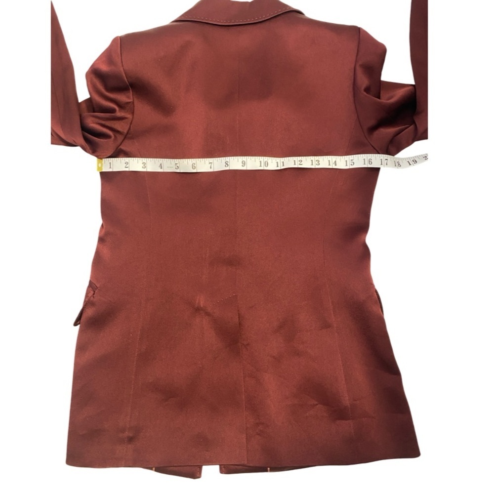 Marella By Max Mara Cognac Satin Jacket Size Small Pit 17 - Picture 11 of 17